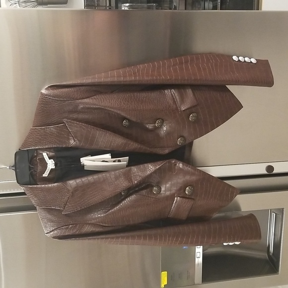 💕VERONICA BEARD💕 Cooke Vegan-Leather Dickey Jacket ~ Chicory Brown 2 NWT - Picture 12 of 16